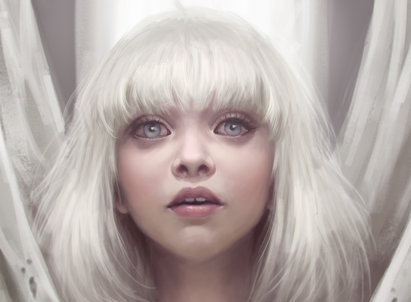 1080P, white hair, Maddie Ziegler, girl, Sia, art, eyes, look
