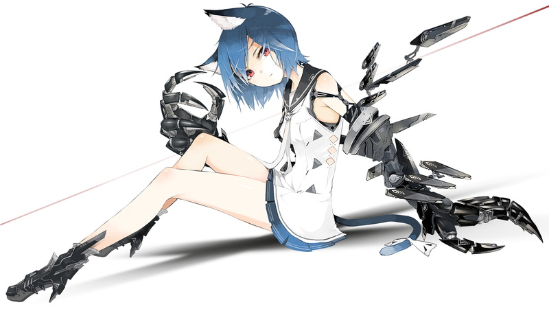 clothing, indoors, cat girl, white background, studio shot, human representation, women, one person, anime, original characters, front view, animal ears
