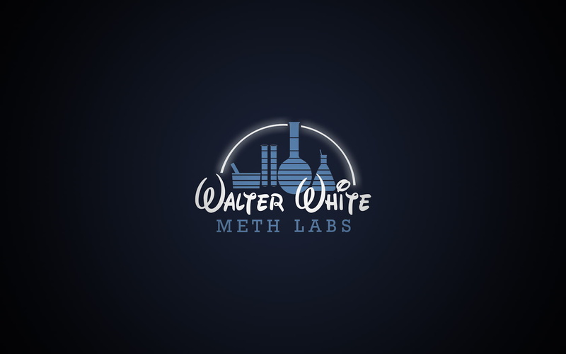 Walter White, blue background, Breaking Bad, 720P, Walt Disney, TV, minimalism, logo, Disney, parody, meth, crossover, dark