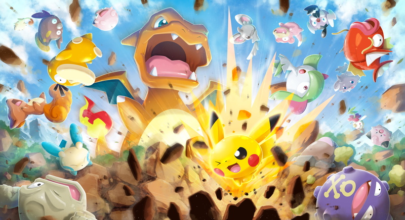 Jigglypuff (Pokémon), Meowth (Pokémon), Slowpoke (Pokemon), Pokémon Rumble Rush, Charizard (Pokémon), Video Game, Psyduck (Pokémon), Vulpix (Pokémon), Minun (Pokémon)