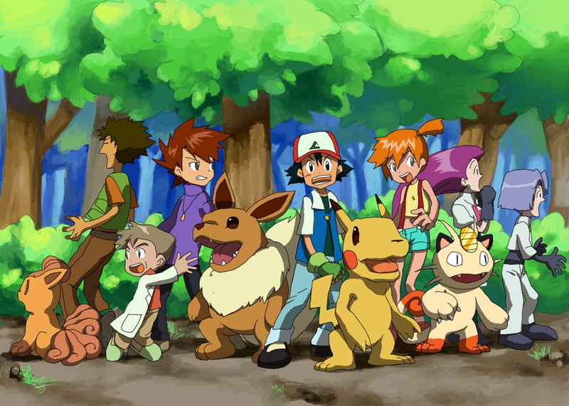 hd, anime, x, eevee, meowth, digimon, 480P, vulpix, pokemon, art, crossovers