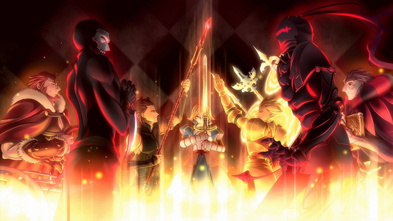 event, adult, group of people, burning, Fate (Series), Rider (Fate/Zero), Fate Series, blurred motion, digital composite, glowing, motion, indoors, night