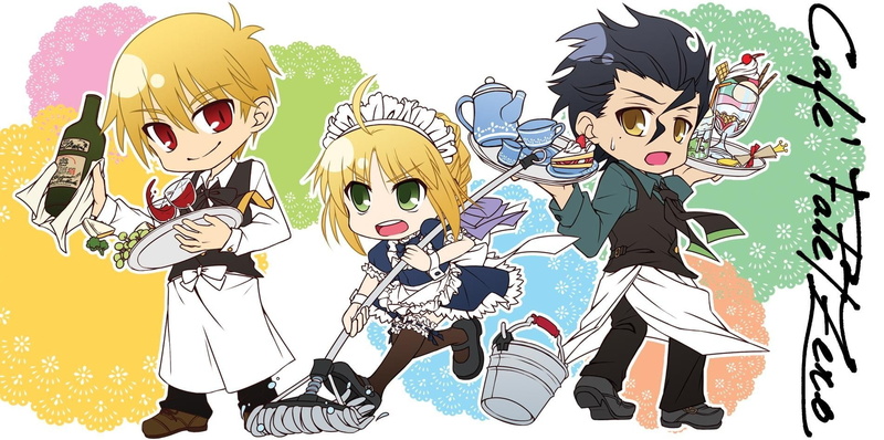 720P, series, anime, fate zero, saber, girls, fate, lancer, models, gilgamesh