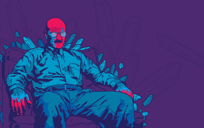 1080P, artwork, Walter White, digital art, purple background, Jared Nickerson, Breaking Bad, abstract