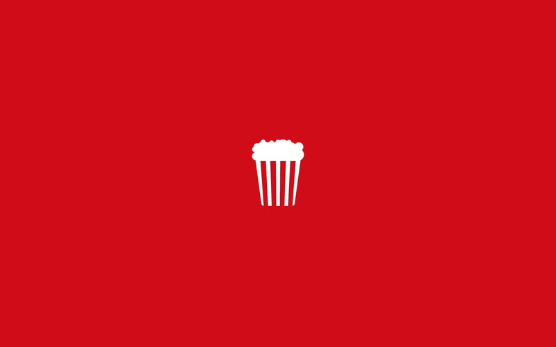 2K, popcorn, red background, minimalism