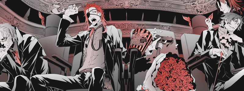 human representation, panoramic, hanging, popcorn, eyepatches, art and craft, creativity, real people, 4K, store, low angle view, Bungou Stray Dogs, indoors
