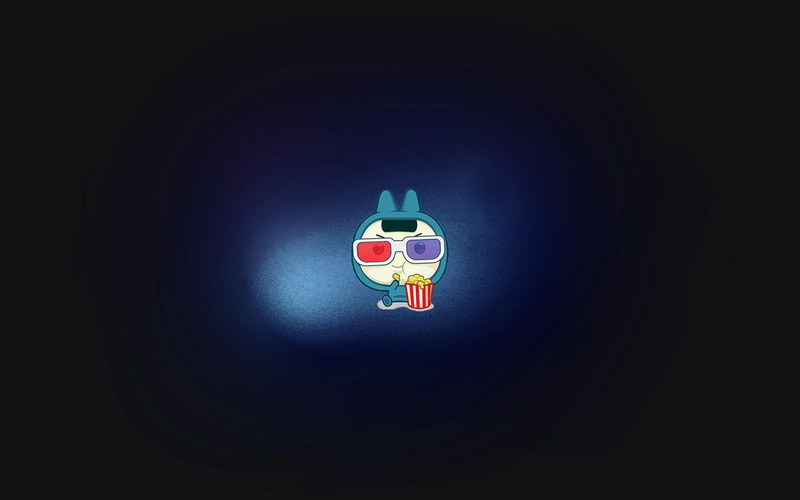 movie, box, 2K, blue, popcorn, glasses, suit, man, character, drawing, holding, fries