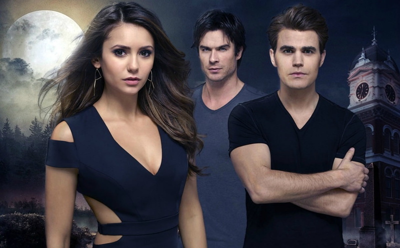 tower, damon, actress, actor, 480P, The Vampire Diaries (TV Series 2009–2017), Ian Somerhalder, moon, tv series, luna, Nina Dobrev, Paul Wesley, man, stefan