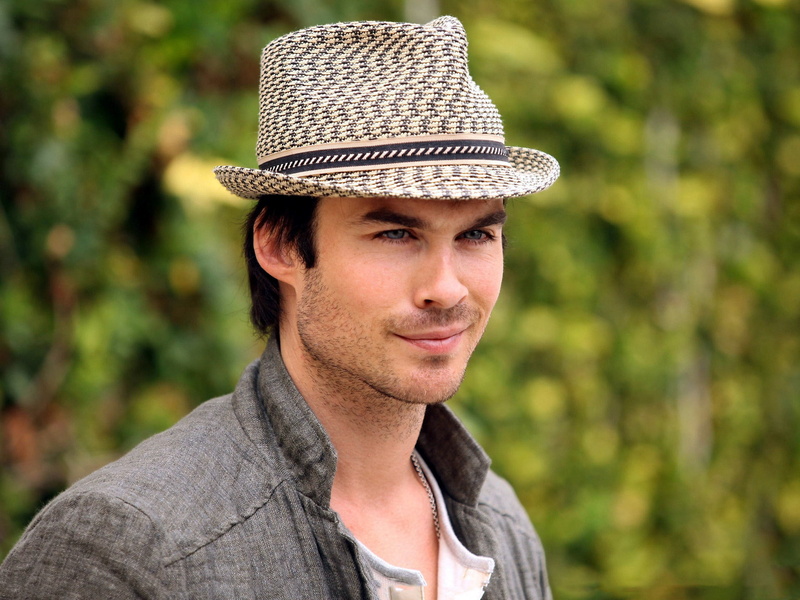 hat, smile, Ian Somerhalder, Ian Joseph Somerhalder, nature, 2K, actor