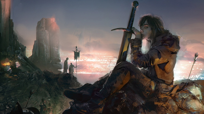 girl, Fantasy art, klaus wittmann, battlefield, 1080P, Fantasy