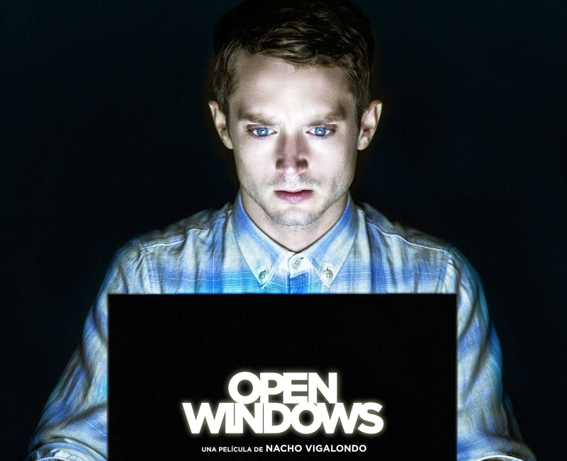 Elijah Wood, indoors, Open Windows, casual clothing, text, young men, studio shot, looking at camera, communication, western script, movies, young adult