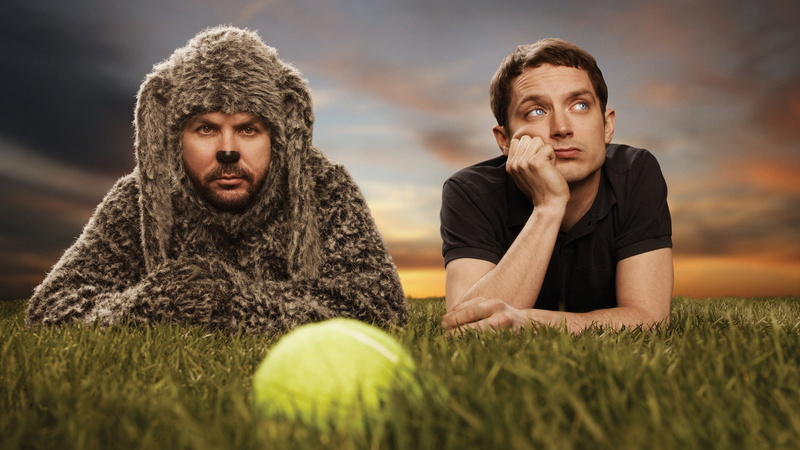 grass, competition, sky, young Adult, looking, crew, togetherness, athlete, sitting, casual clothing, neck, ball, competitive Sport, elijah wood, jason gann