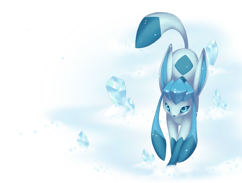 digital composite, sky, nature, 1080P, animal, art and craft, close-up, Pokémon, Glaceon (Pokémon), representation, reflection, white background, outdoors