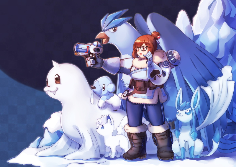 Mei (Overwatch), Glasses, Vulpix (Pokémon), Video Game, Articuno (Pokémon), 2K, Dewgong (Pokémon), Crossover, Glaceon (Pokémon), Cubchoo (Pokémon), Overwatch