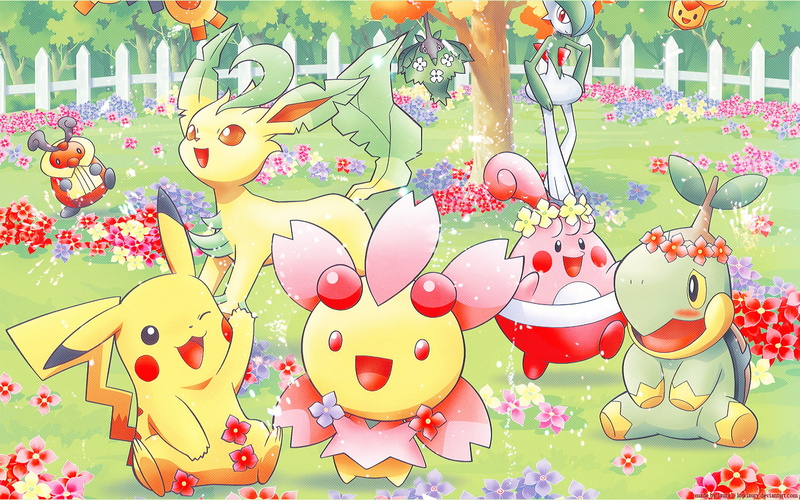 Turtwig (Pokémon), 1080P, Pikachu, Happiny (Pokémon), Gallade (Pokémon), Kricketot (Pokémon), Leafeon (Pokémon), Pokémon, Mothim (Pokémon), Combee (Pokémon)