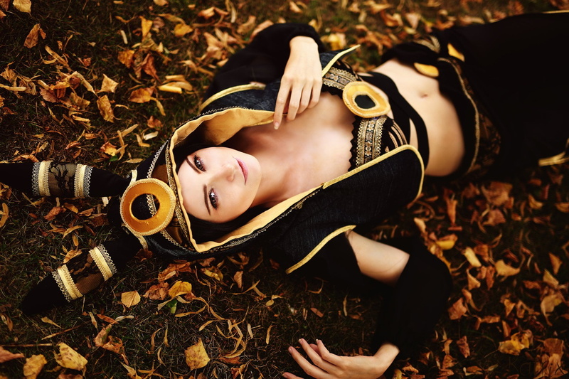 adult, portrait, high angle view, lying on back, Women, young women, real people, Pokémon, one person, looking at camera, lying down, beauty, Umbreon (Pokémon)