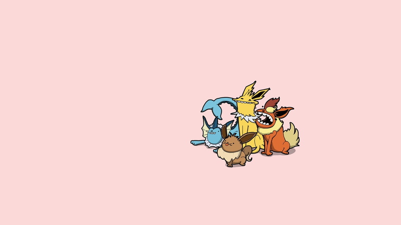 1080P, caricature, water, Eevee, Vaporeon, electric, fire, Evie, Flareon, elements, Jolteon, Вапореон, pokemon