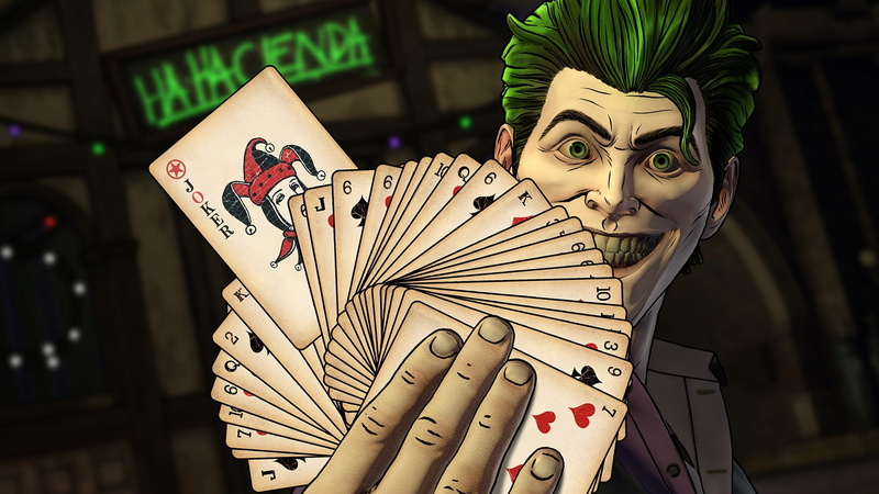 Card, Green hair, DC Comics, Episode 2: The Pact, 1080P, Batman: The Enemy Within, Telltale Games, Comics, Villain, Smile, Screenshot, Look, Cards, Game