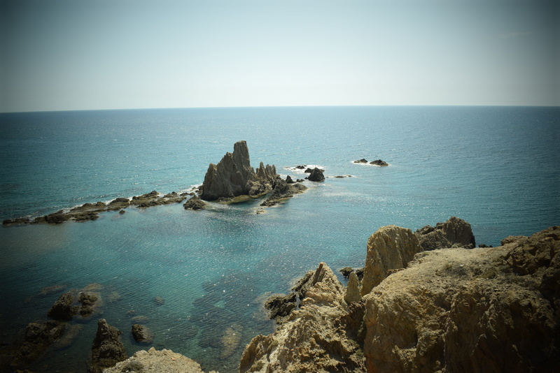 4K, tranquility, sea, beach, scenics - nature, horizon over water, cabo de gata, clear sky, Reef, tranquil scene, outdoors, mediterranean, Sea, rocks