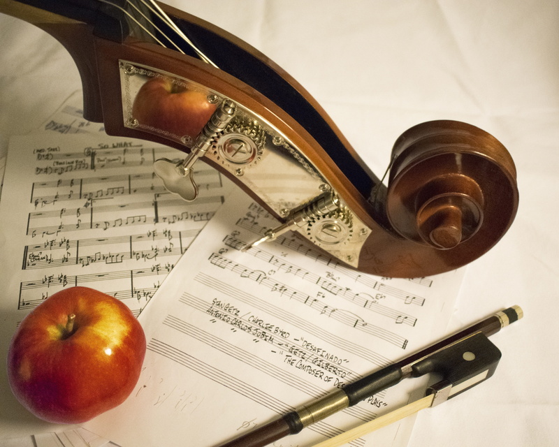 sheet music, musical note, music, violin, table, orchestra, red, no people, double bass, indoors, text, paper, musical instrument, 4K, composition, still life