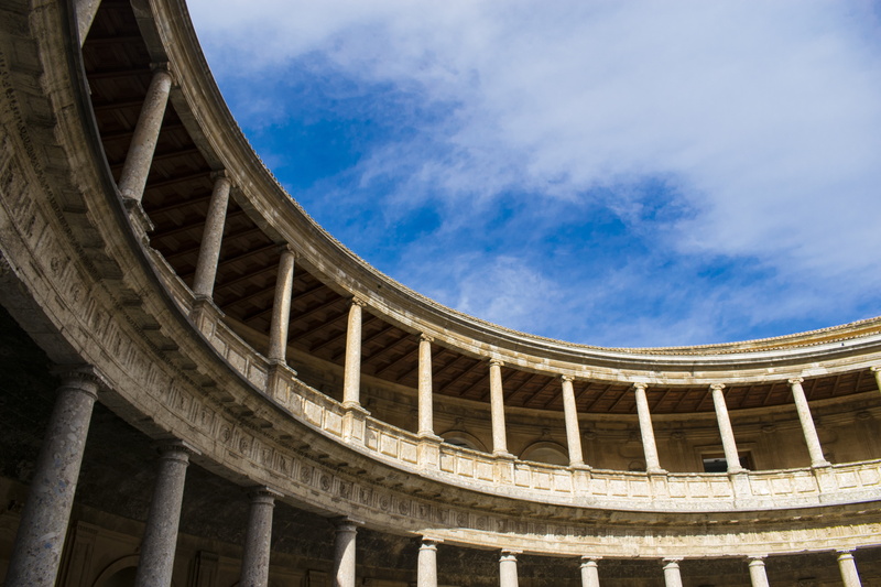 low angle view, carlos v, tourism, outdoors, history, alhambra, andalusia, 5K, the past, palace, travel destinations, pact, architecture, granada, nature