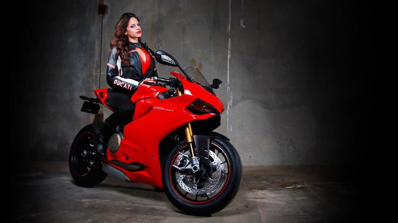 motorbikes, superbike, motorcycles, red, art, ducati, women, x, 1080P, riding, hd