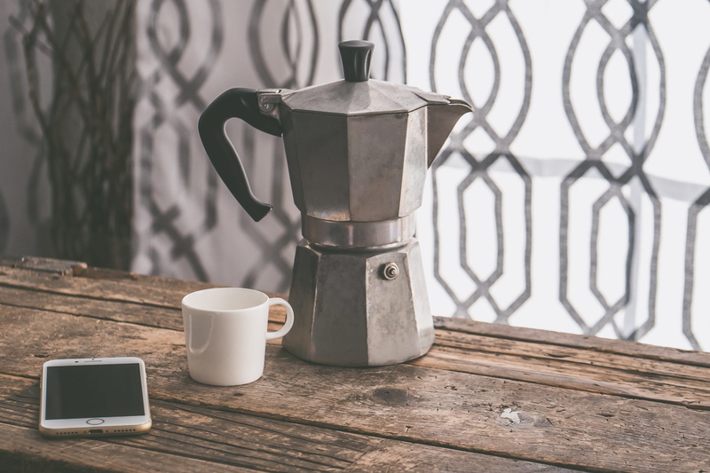 rustic, no people, food and drink, appliance, ceramic, refreshment, focus on foreground, brown, gray, mug, wooden surface, caffeine, close-up, technology