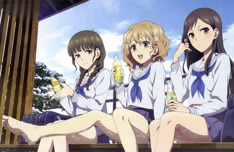 anime, Oshimizu Nako, anime girls, Matsumae Ohana, Hanasaku Iroha, 2K, Tsurugi Minko, school uniform