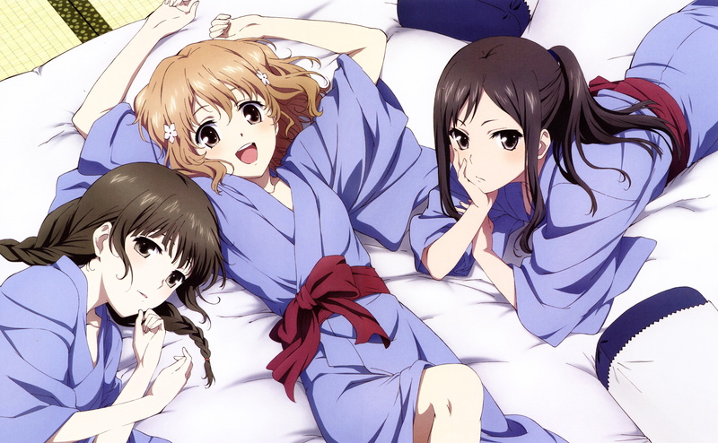 indoors, young adult, Hanasaku Iroha, portrait, mask, women, togetherness, costume, Oshimizu Nako, childhood, anime girls, representation, disguise, 4K