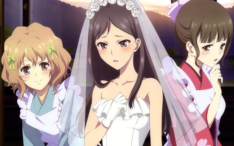 2K, Hanasaku Iroha, Oshimizu Nako, Matsumae Ohana, anime girls, Tsurugi Minko