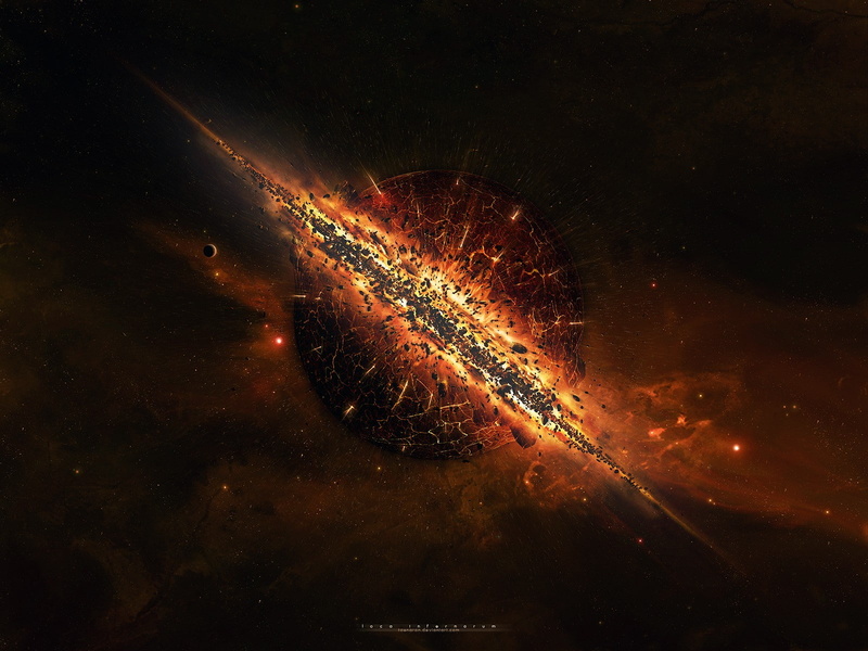 720P, planet, armageddon, digital art, space art, space