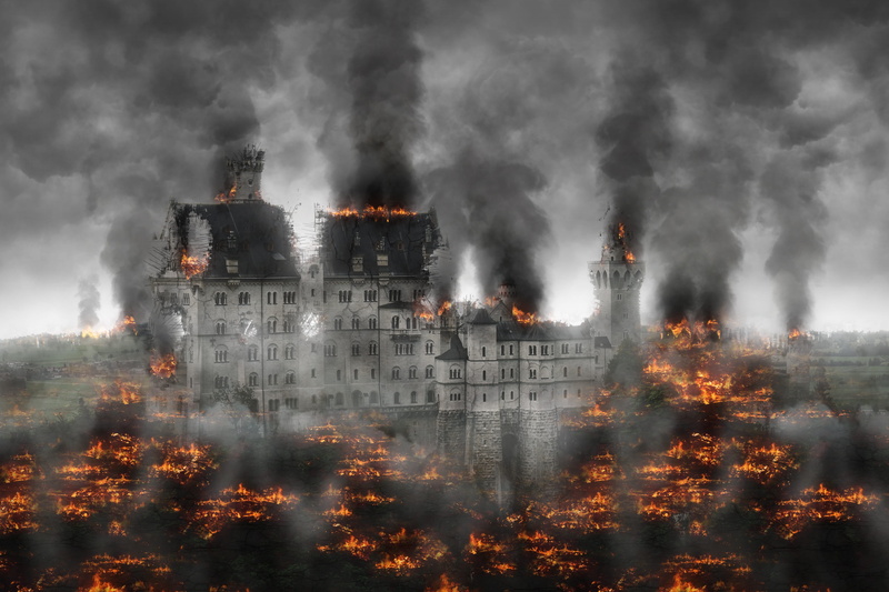 explosive, residential district, outdoors, smoke - physical structure, end of days, fire, tree, pollution, destruction, buildings, building, nature, environmental issues