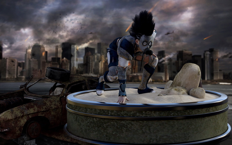 young adult, terror, casual clothing, architecture, fight, day, disaster, fatal, end time, nuclear weapon, standing, built structure, sky, one person, world war