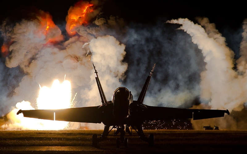 bright, wings, weapons, vehicles, explosion, guns, jets, aircraft, airplane, cannon, plane, flames, fire, smoke, 1080P, night, fighter, military