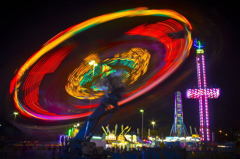 illuminated, amusement park ride, long exposure, arts culture and entertainment, rollercoaster, fun, fairground, no people, spin, amusement park, outdoors