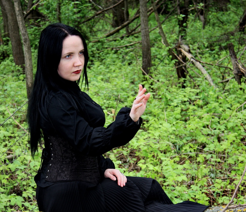 leisure activity, young, sitting, clothing, attractive, long, 2K, tree, posing, beautiful, woman, woman in black, one Person, lady, land, spooky, plant