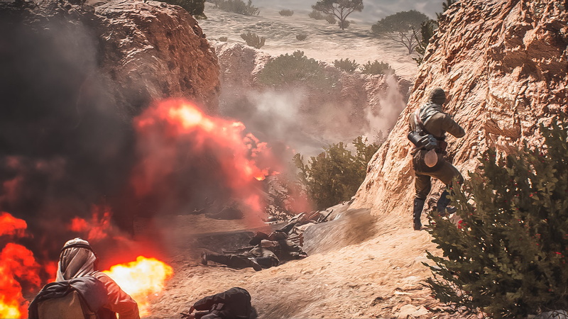 Battlefield 1, motion, risk, adventure, mountain, solid, warning sign, 1080P, water, people, activity, sport, men, adult, climbing, rock, video games