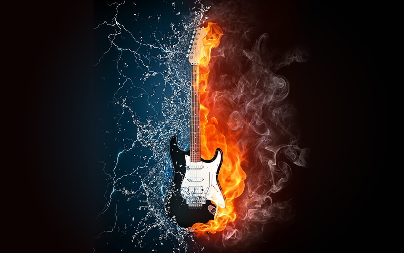 air, lightning, art, Music, guitars, 2K, fire, x, water, entertainment, hd