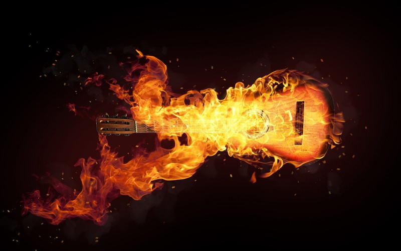 1080P, Music, Guitar, Fire