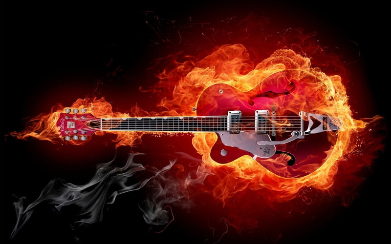 fantasy Art, heat - temperature, music, fire - natural phenomenon, red, flame, burning, artwork, studio shot, no people, close-up, 720P, black background