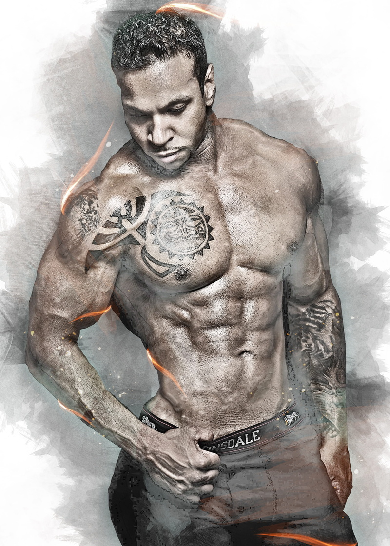 standing, attractive, digital art, creativity, masculinity, waist up, model, art and craft, man, one person, portrait, person, males, lifestyles, muscular build
