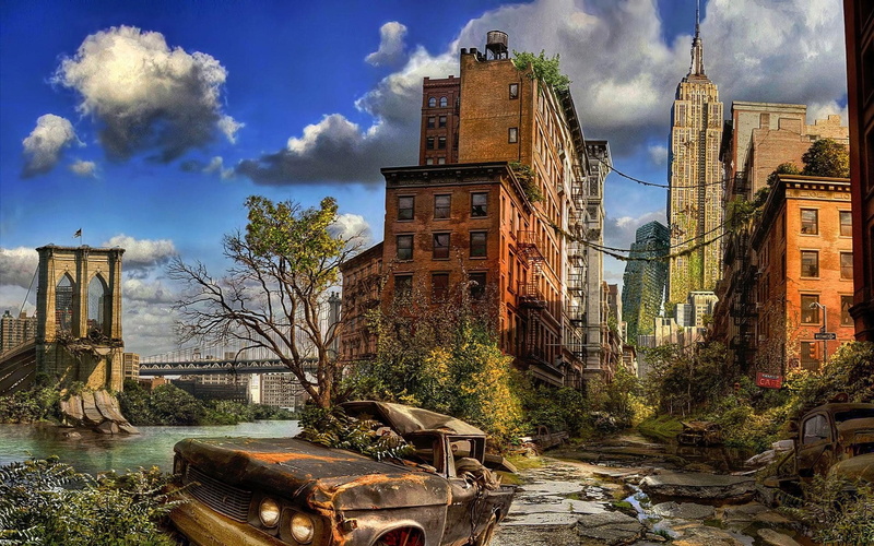 art, digital, post, apocalypse, york, city, 1080P