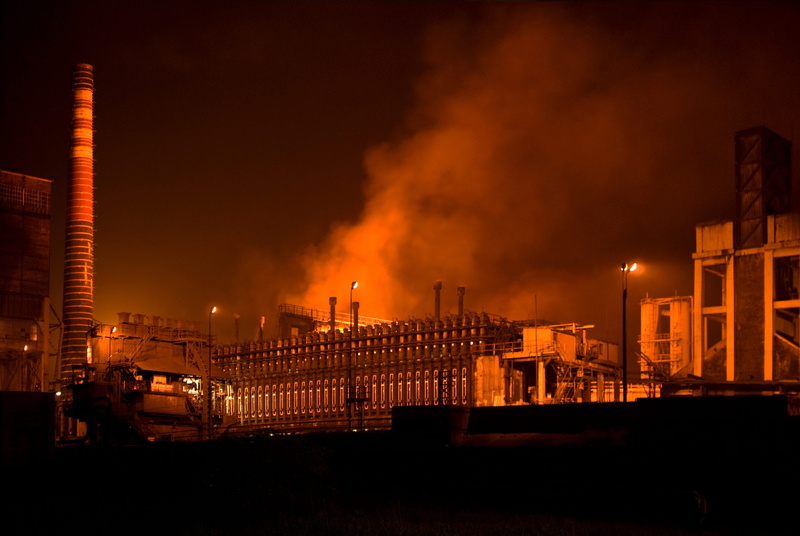 night, no people, nature, architecture, machinery, environmental issues, powerplant, smoke stack, Manufacture, city, trees, working, smoke, engineering