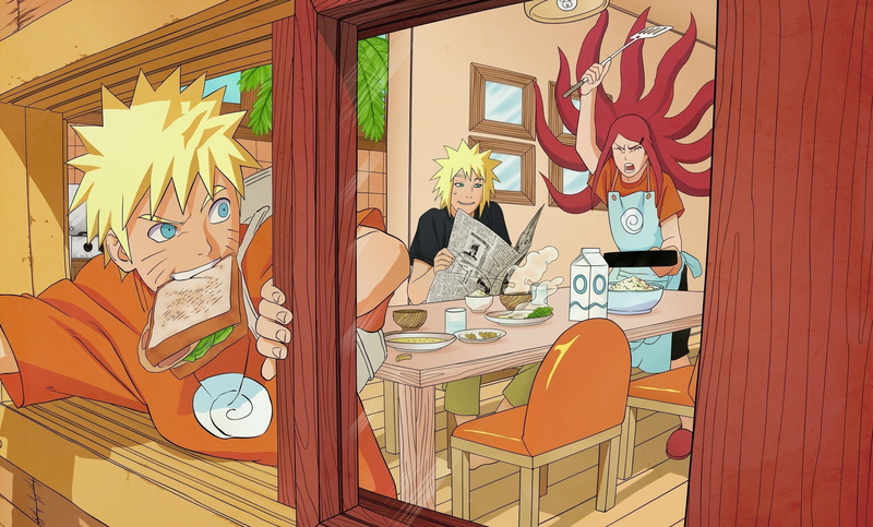 hd, namikaze, Minato Namikaze, 2K, anime, breakfast, shippuden, minato, naruto, art, kushina, Naruto: Shippuden, fan, uzumaki