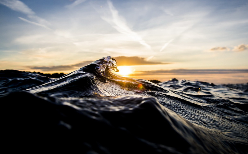 1080P, lens flare, no people, beach, selective focus, sunlight, orange color, tranquility, sunset, Sun, outdoors, motion, scenics - nature, lighter, sea
