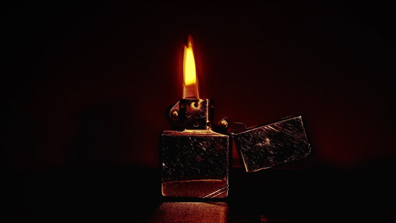 metal, 1080P, photography, zippo, fire, depth, depth of field, field, macro