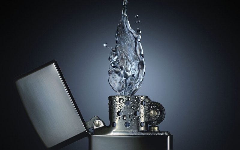 fire, Lighter, water, Zippo, 1080P