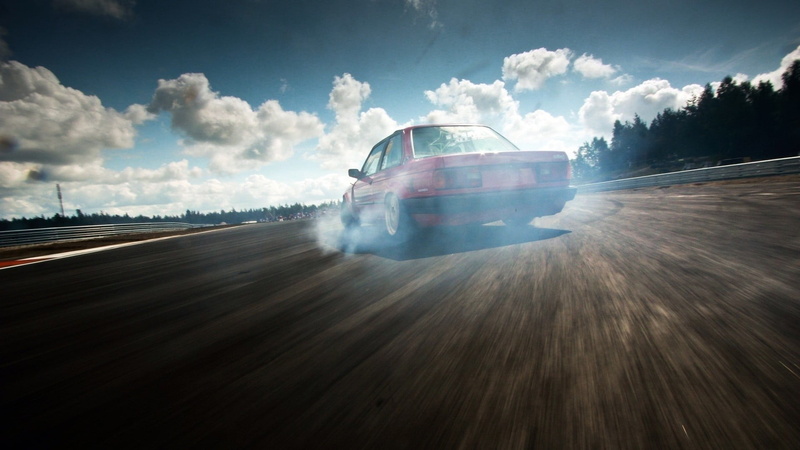 vitality, road, outdoors, on the move, 1080P, BMW E30, speed, nature, driving, vehicle, drift, mode of transportation, cloud - sky, sport, smoke, clouds