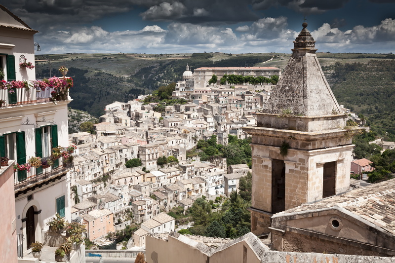 ragusa, history, building, landmark, travel, holiday, residential district, sky, ragusa ibla, cityscape, landscape, city, view, cloud - sky, angle, high angle view