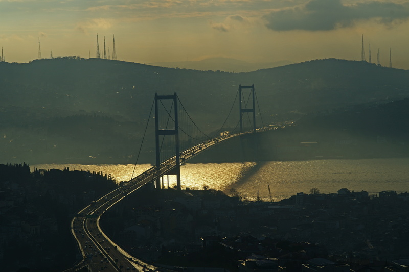 huge, secular, sky, city, built structure, bosphorus, water, asia, 5K, day, nature, transportation, suspension bridge, crowded, middle east, photography